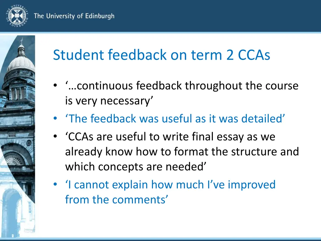 student feedback on term 2 ccas 1