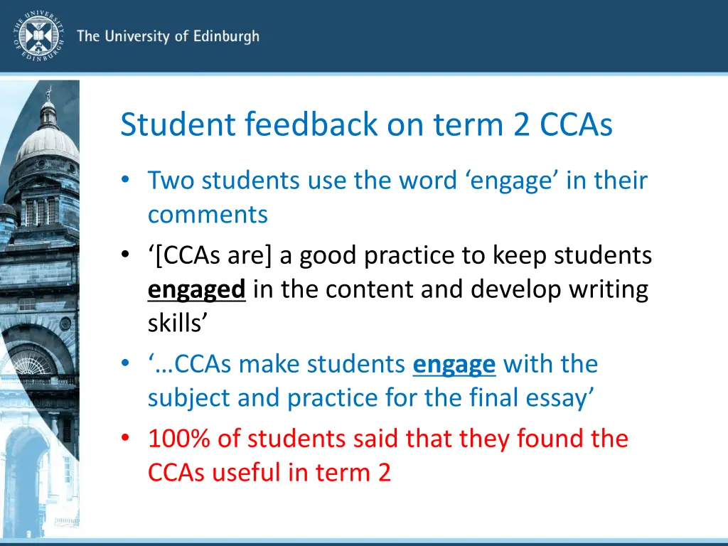 student feedback on term 2 ccas 2