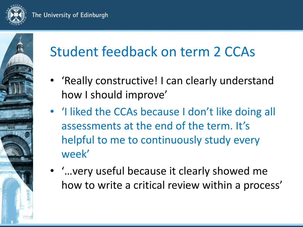 student feedback on term 2 ccas