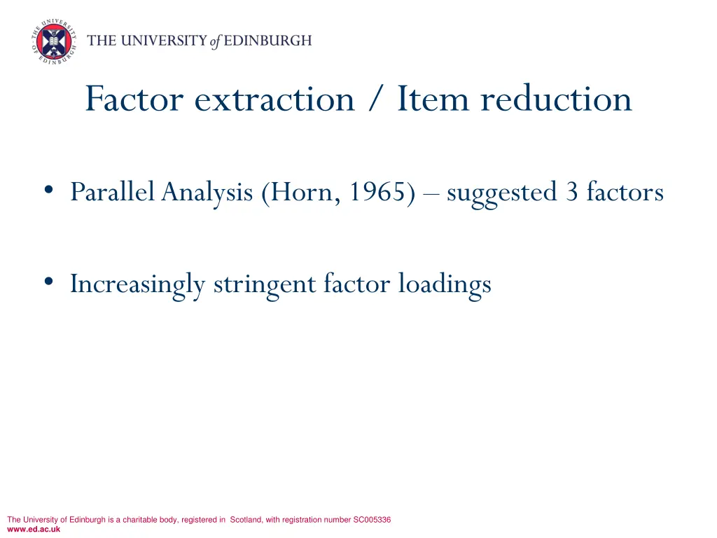 factor extraction item reduction