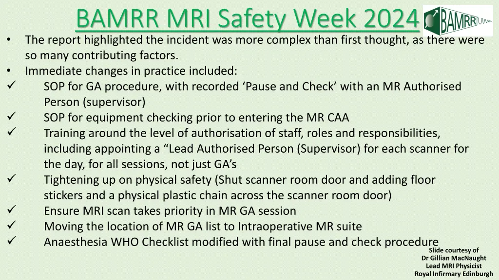 bamrr mri safety week 2024 the report highlighted