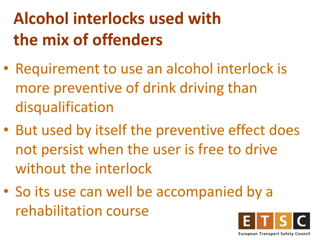 alcohol interlocks used with the mix of offenders 1