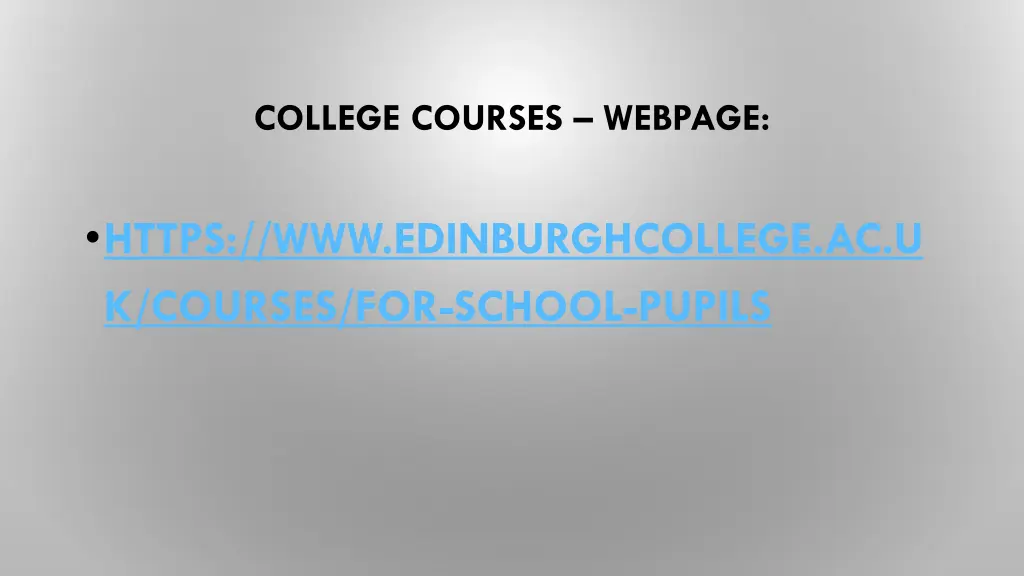 college courses webpage