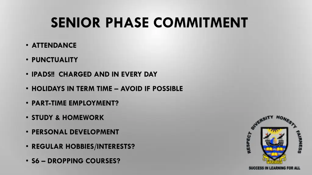 senior phase commitment