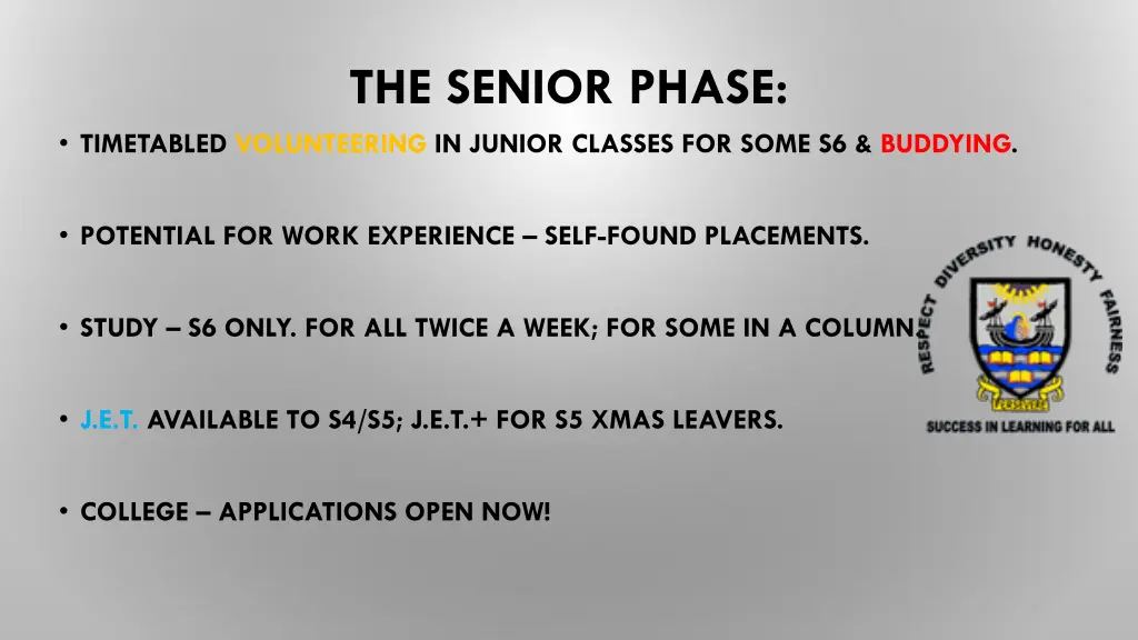 the senior phase 1