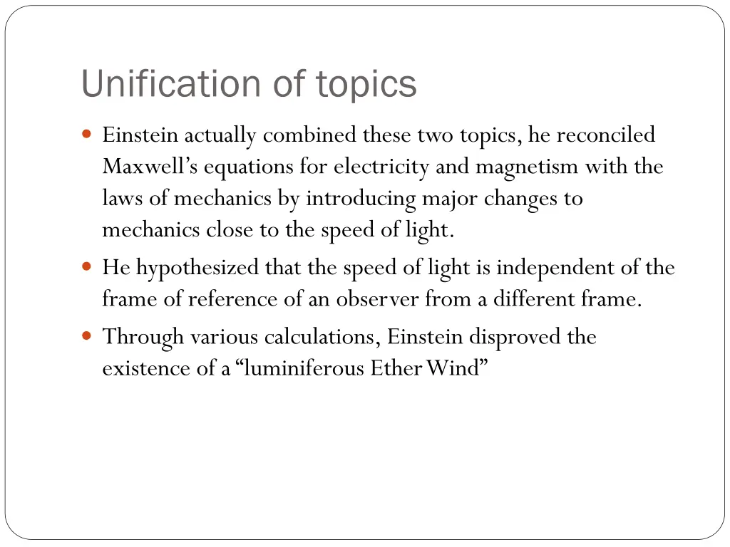 unification of topics