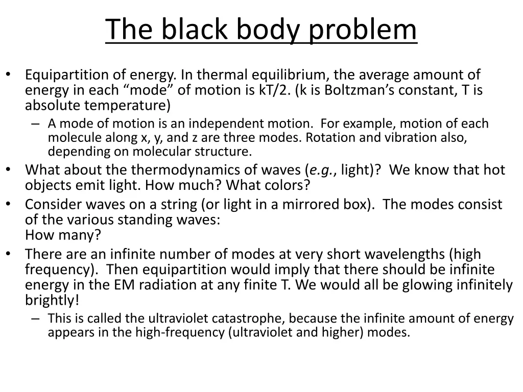 the black body problem