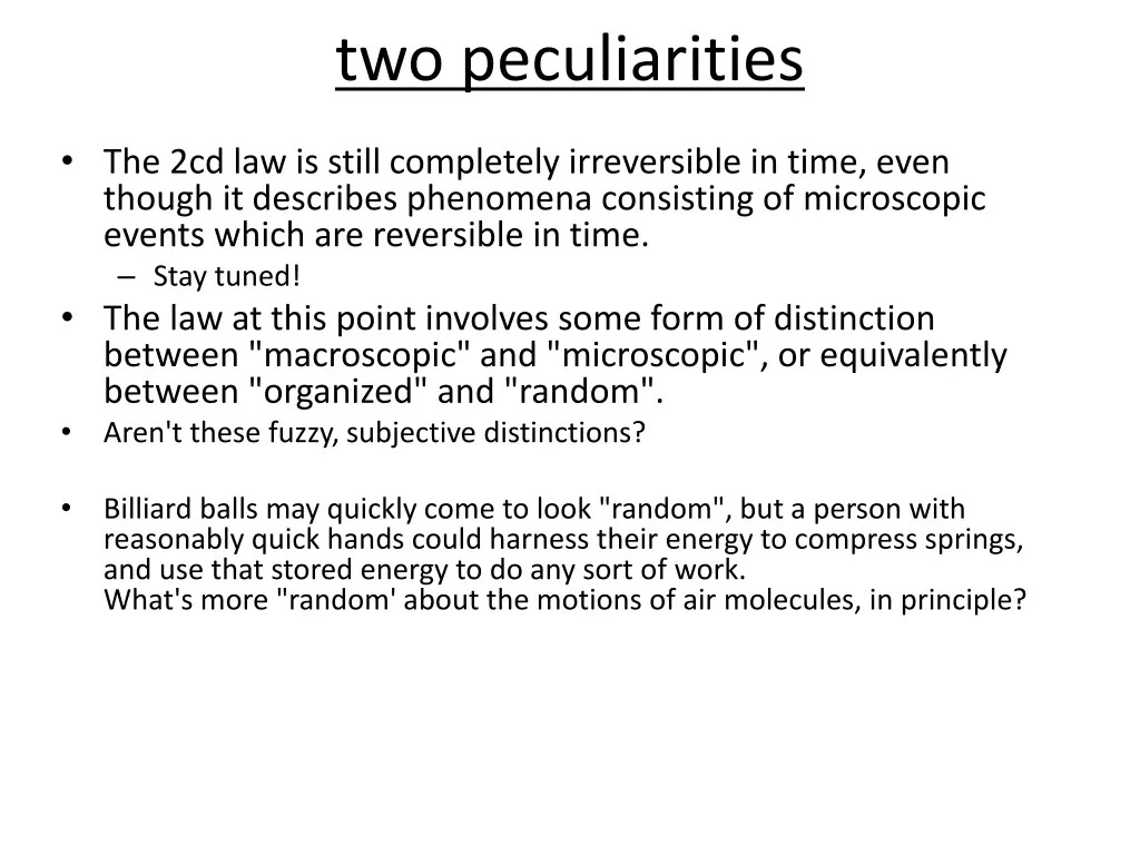 two peculiarities