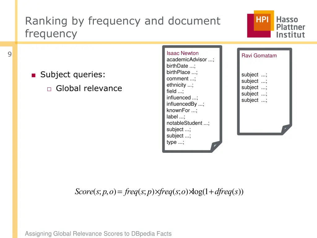 ranking by frequency and document frequency 1