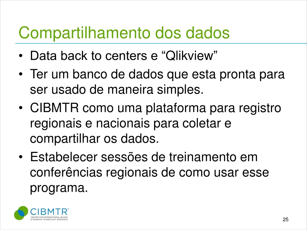 compartilhamento dos dados data back to centers