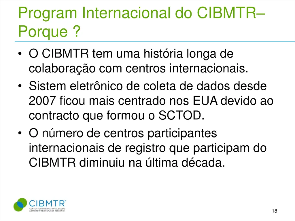 program internacional do cibmtr porque o cibmtr