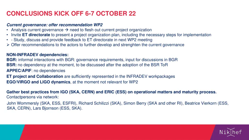 conclusions kick off 6 7 october 22