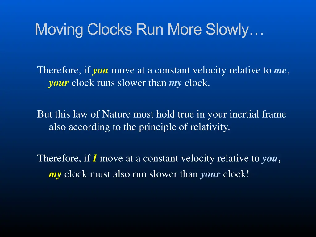 moving clocks run more slowly