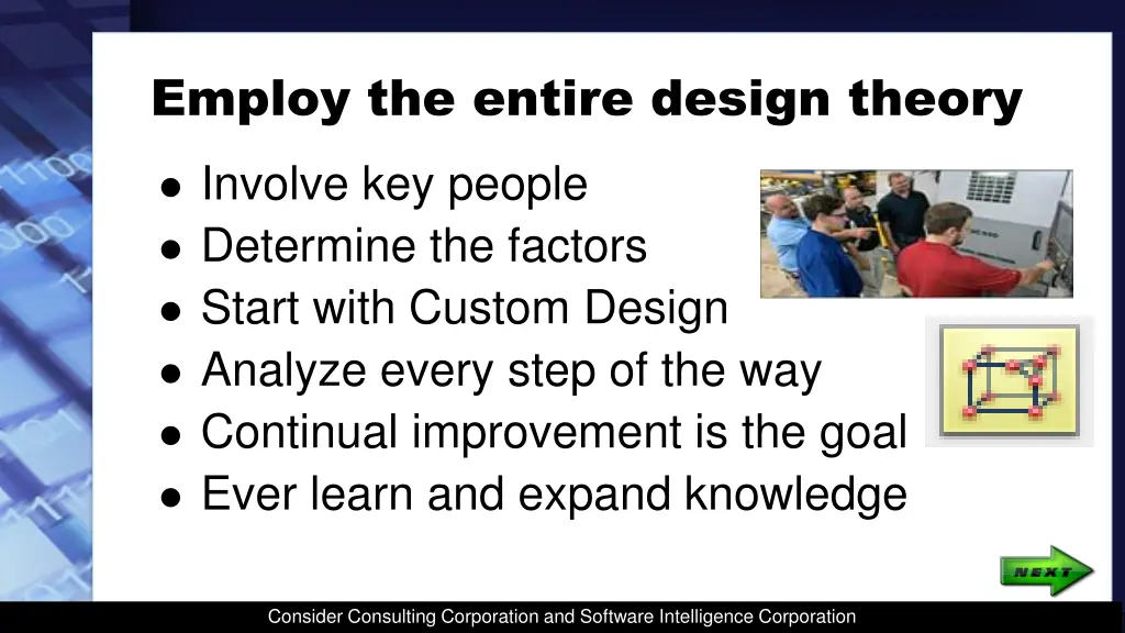 employ the entire design theory