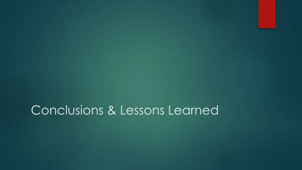 conclusions lessons learned