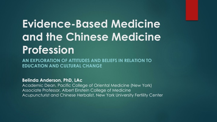 evidence based medicine and the chinese medicine