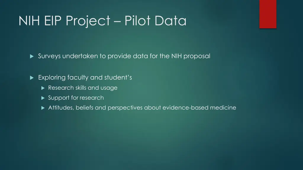 nih eip project pilot data