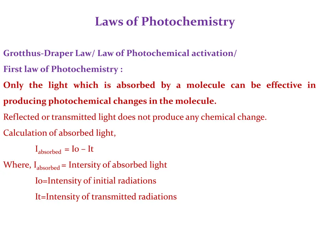 laws of photochemistry 1