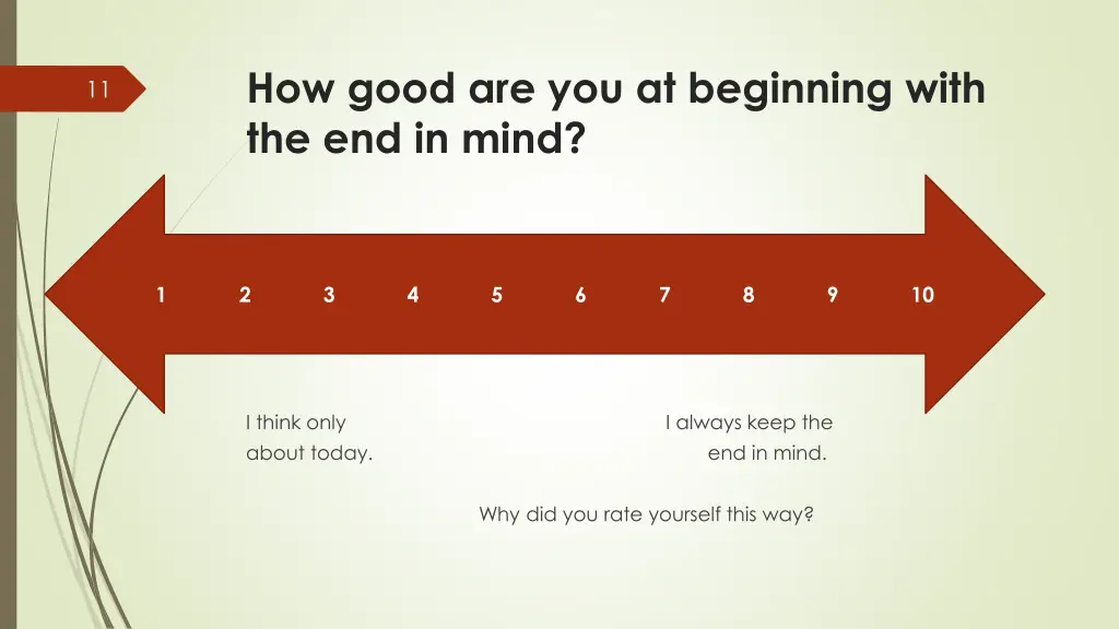 how good are you at beginning with the end in mind