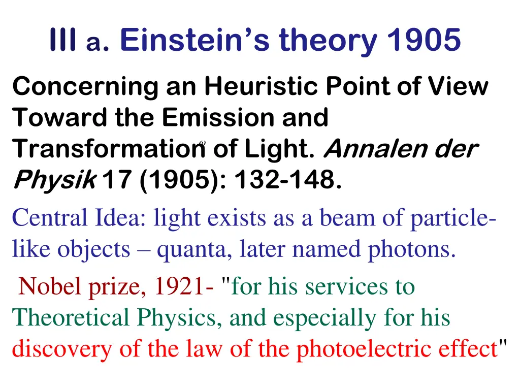 iii a einstein s theory 1905 concerning