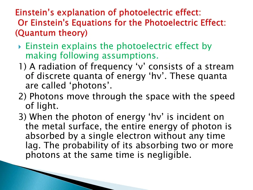 einstein explains the photoelectric effect