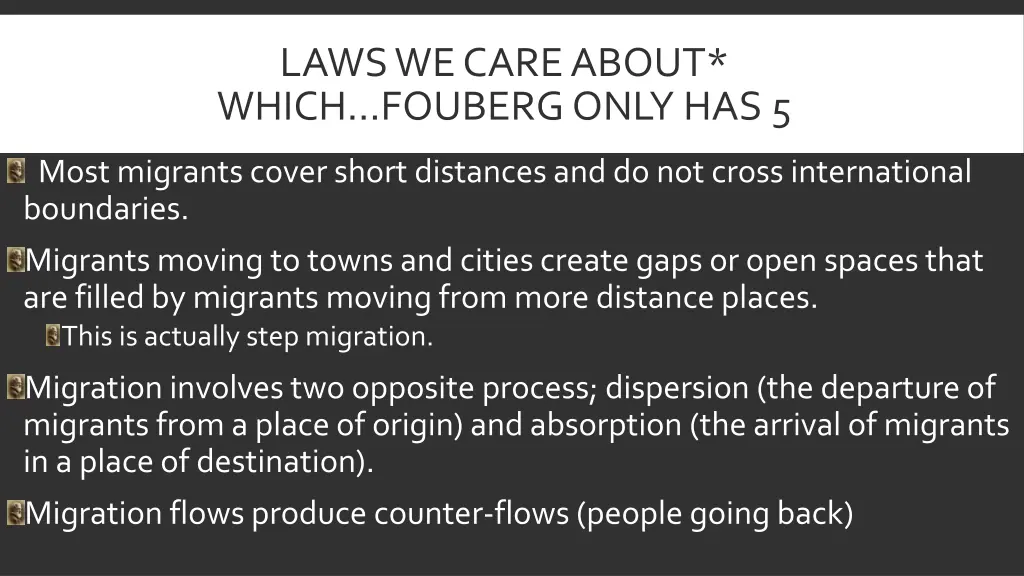 laws we care about which fouberg only has 5