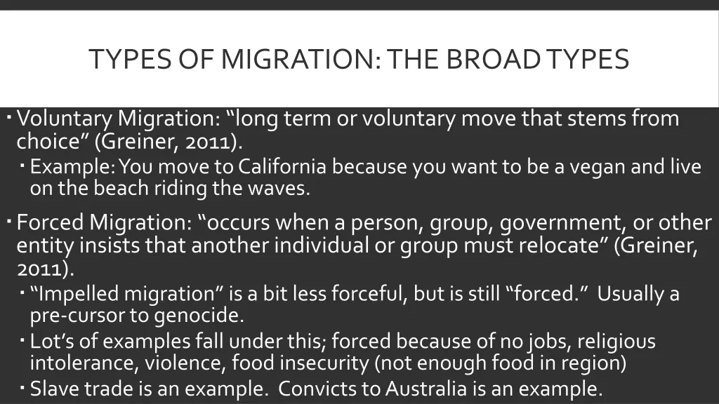 types of migration the broad types