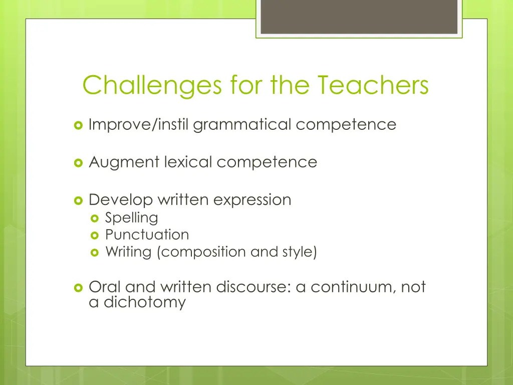 challenges for the teachers