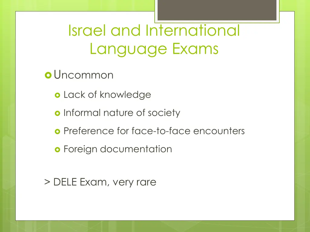 israel and international language exams