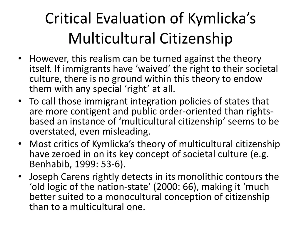 critical evaluation of kymlicka s multicultural