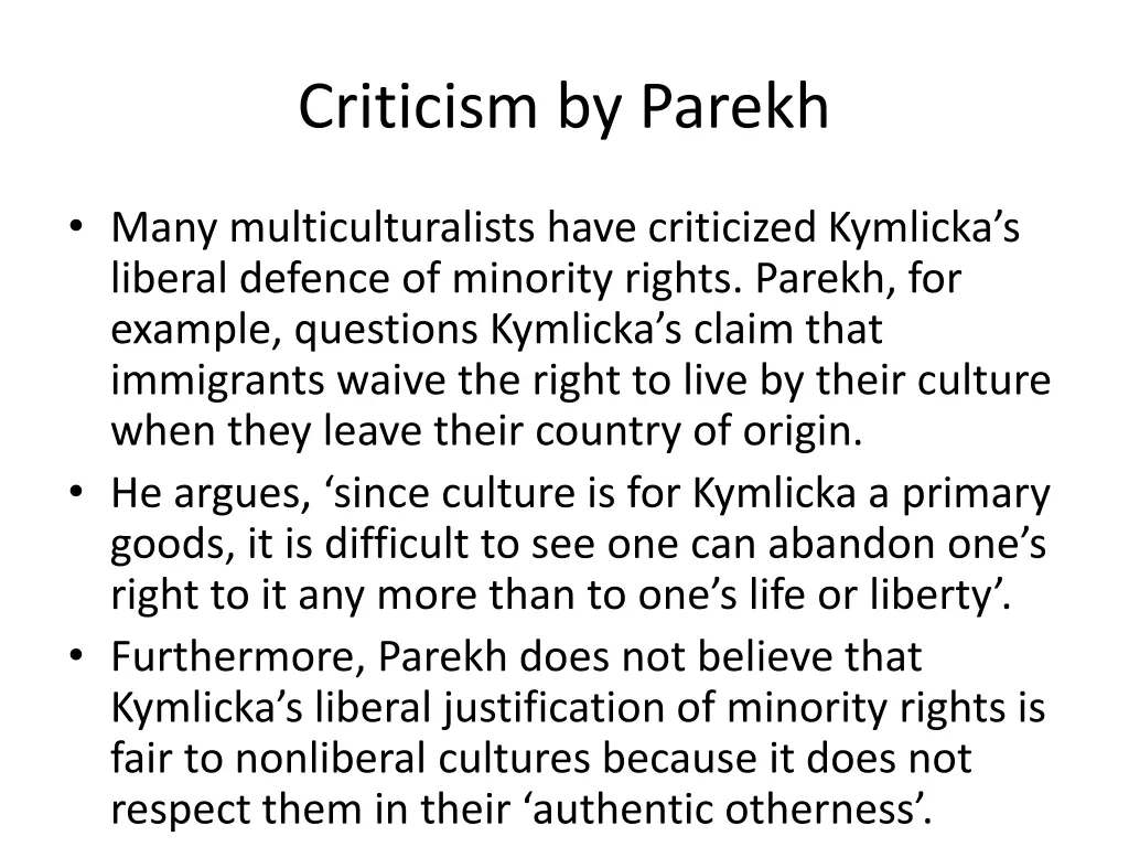 criticism by parekh