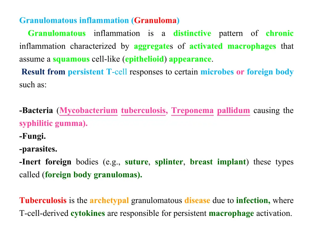 granulomatous inflammation granuloma