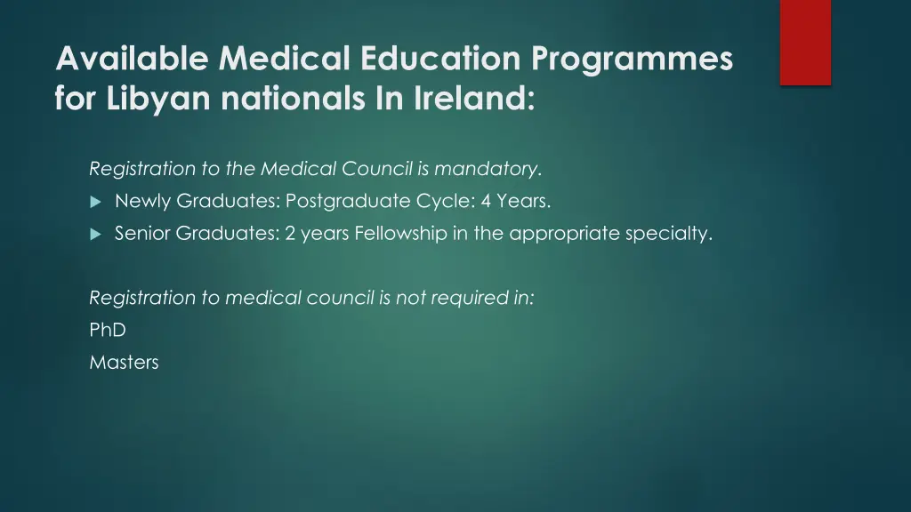 available medical education programmes for libyan