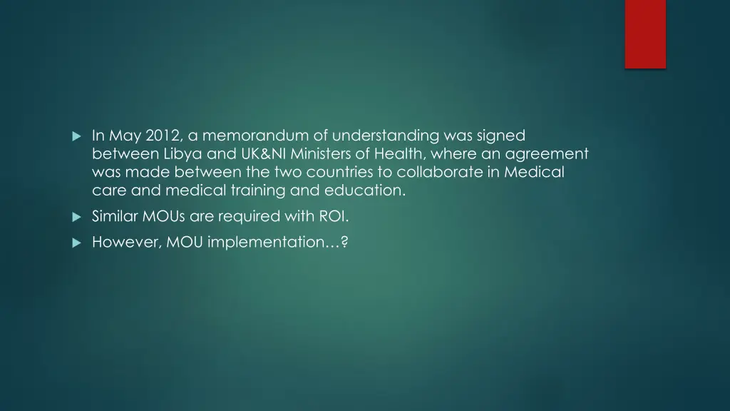 in may 2012 a memorandum of understanding
