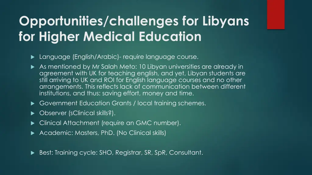 opportunities challenges for libyans for higher