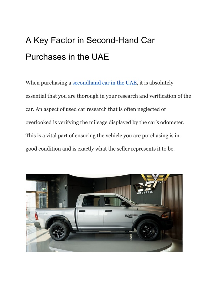 a key factor in second hand car