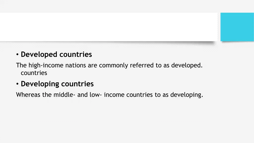 developed countries the high income nations