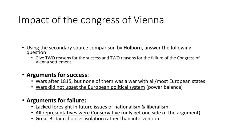 impact of the congress of vienna