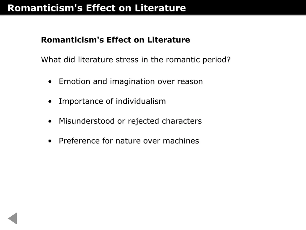 romanticism s effect on literature