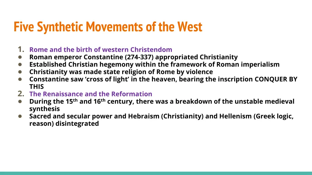 five synthetic movements of the west