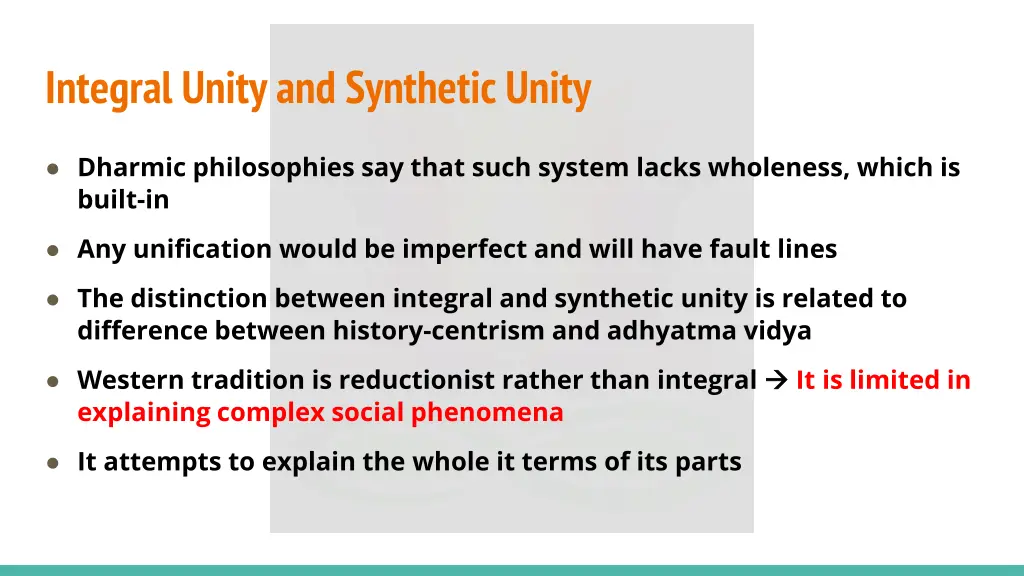 integral unity and synthetic unity 1