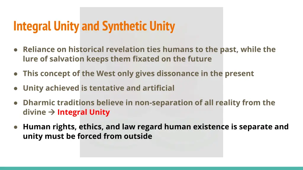 integral unity and synthetic unity