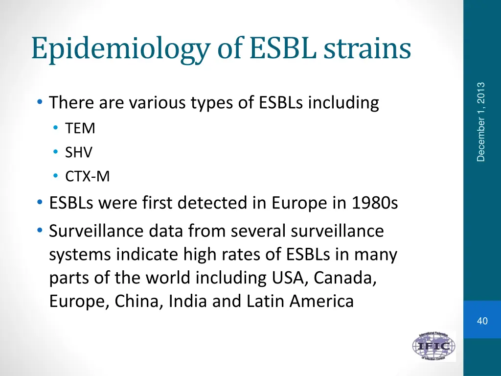 epidemiologyof esbl strains