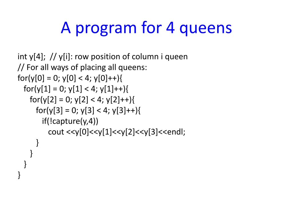 a program for 4 queens