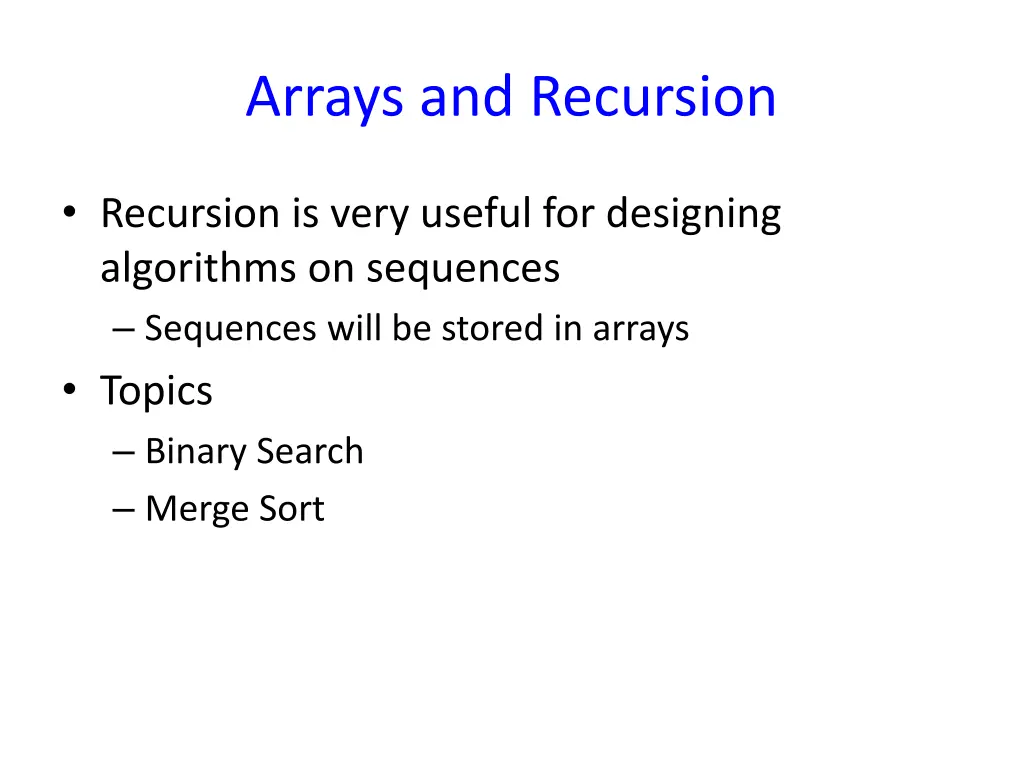 arrays and recursion