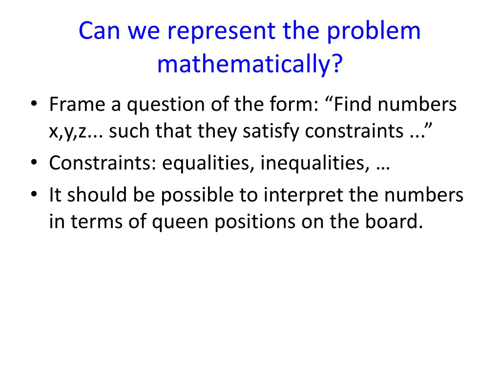 can we represent the problem mathematically