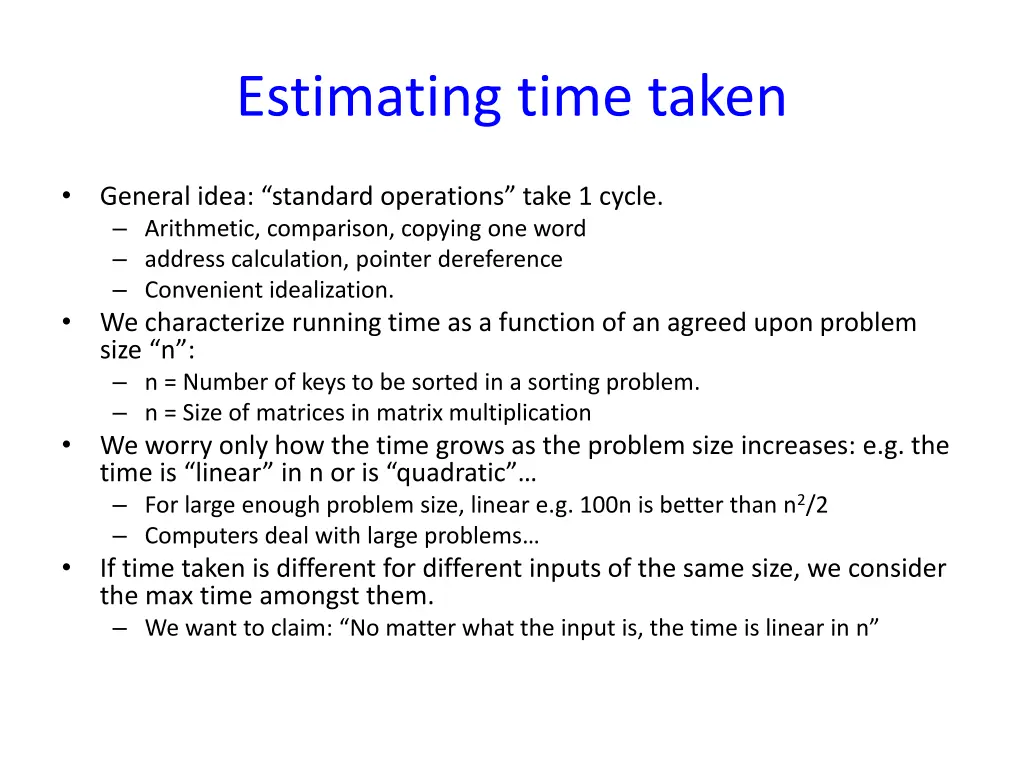 estimating time taken