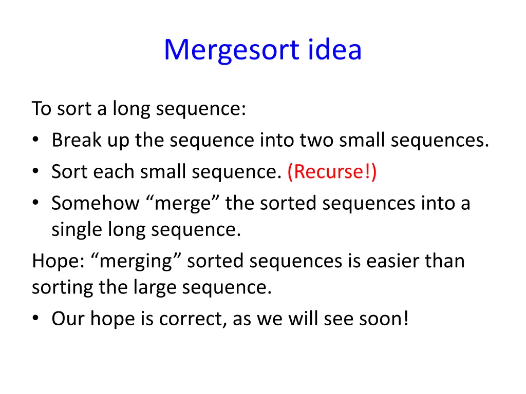 mergesort idea