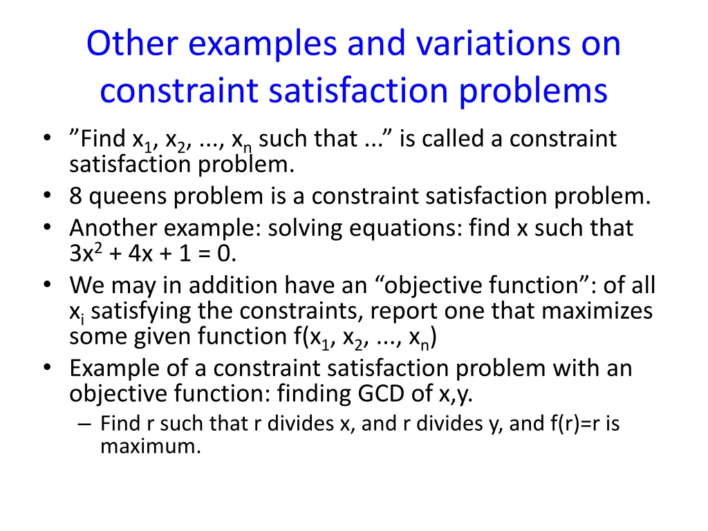 other examples and variations on constraint