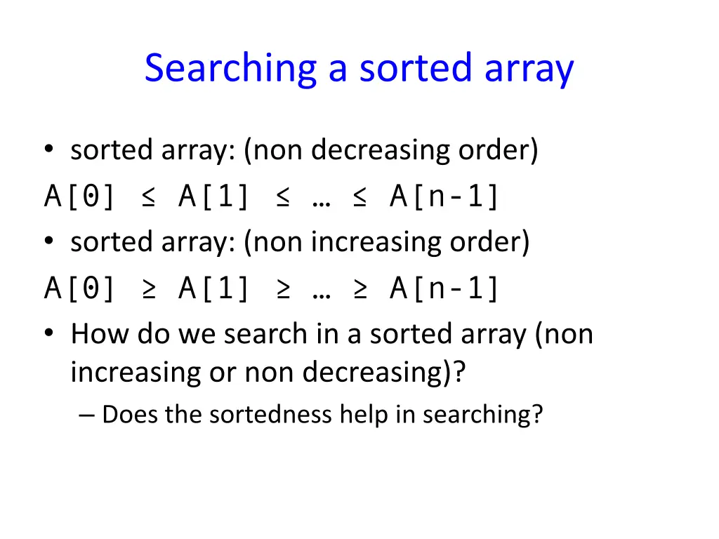 searching a sorted array